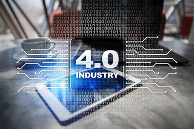 行業(yè)4.0 理念, 智能工廠結構。流程自動化和數據交換。現代制造技術